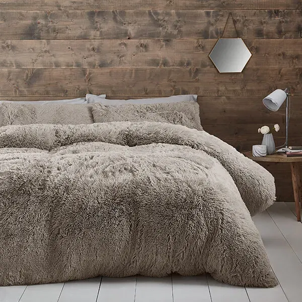 Catherine Lansfield Cuddly Double Duvet Set Natural