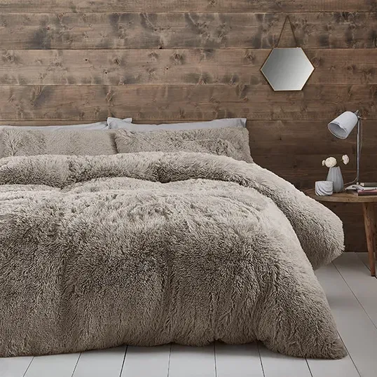 Catherine Lansfield Cuddly King Duvet Set Natural