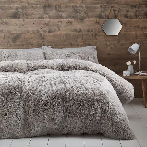 Catherine Lansfield Cuddly King Duvet Set Silver