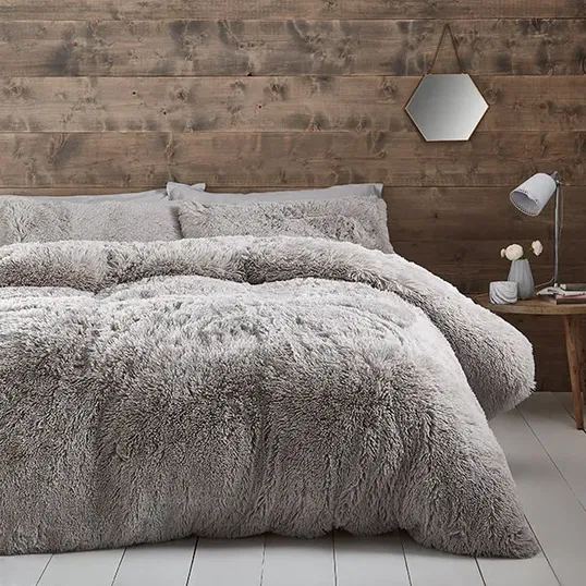 Catherine Lansfield Cuddly King Duvet Set Silver