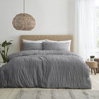 Catherine Lansfield Seersucker Double Duvet Set Grey