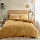 Catherine Lansfield Seersucker Super King Duvet Set Caramel