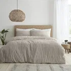 Catherine Lansfield Seersucker Super King Duvet Set Natural
