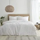 Catherine Lansfield Seersucker Super King Duvet Set White