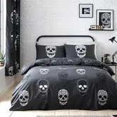 Catherine Lansfield Childrens Skulls Double Duvet Set Grey