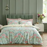 RHS Art Deco Hydrangea King Size Duvet Set Soft Green