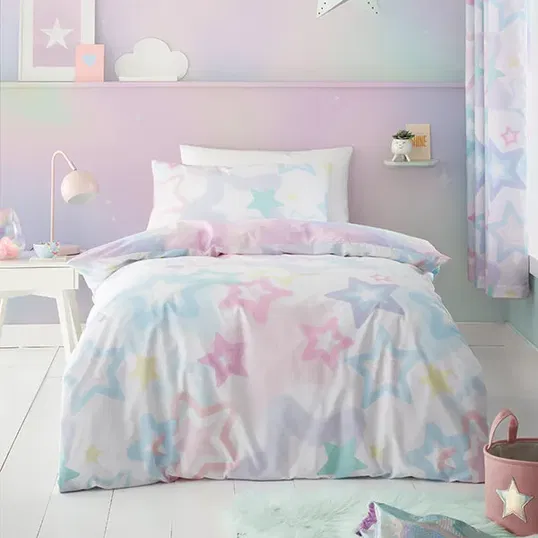 Catherine Lansfield Childrens Ombre Stars Single Duvet Set White