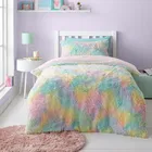 Catherine Lansfield Childrens Rainbow Cuddly Single Duvet Set Pastel