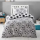 Catherine Lansfield Childrens Brushed Football Stars Double Duvet Set Grey