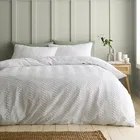 Catherine Lansfield Heatset Wave Double Duvet Set White