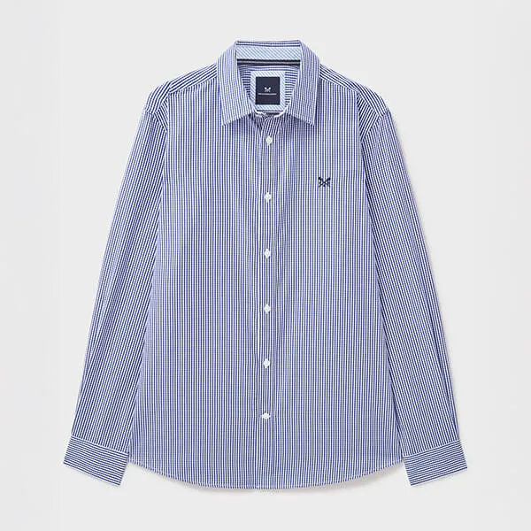 Crew Clothing Mens Micro Gingham Classic Fit Shirt Ultramarine Blue