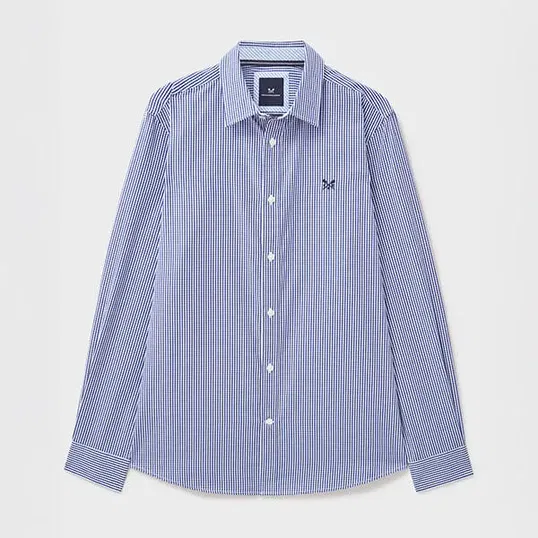 Crew Clothing Mens Micro Gingham Classic Fit Shirt Ultramarine Blue