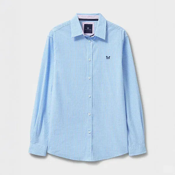 Crew Clothing Mens Micro Gingham Classic Fit Shirt Heritage Sky Blue