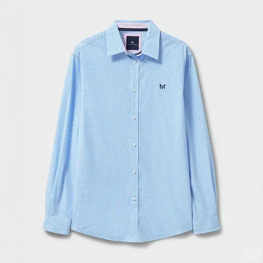 Crew Clothing Mens Micro Gingham Classic Fit Shirt Heritage Sky Blue