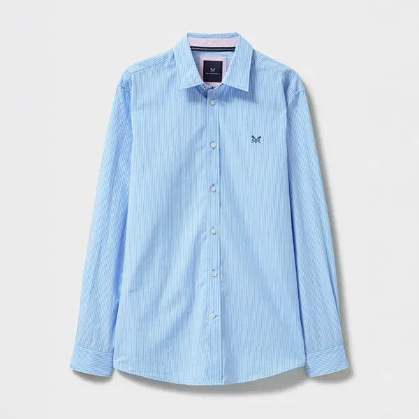 Crew Clothing Mens Micro Stripe Classic Fit Shirt Heritage Sky Blue
