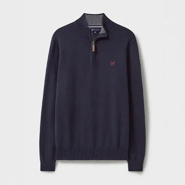 Crew Clothing Mens Classic Half Zip Knitted Jumper Heritage Dark Navy