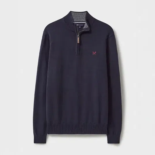 Crew Clothing Mens Classic Half Zip Knitted Jumper Heritage Dark Navy