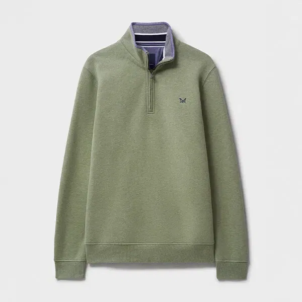 Crew Clothing Mens Classic Half Zip Sweatshirt Artichoke Marl