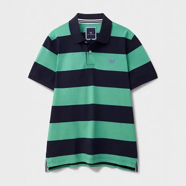 Crew Clothing Mens Cotton Pique Polo Shirt Heritage Dark Navy Waterfall Stripe