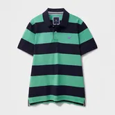 Crew Clothing Mens Cotton Pique Polo Shirt Heritage Dark Navy Waterfall Stripe