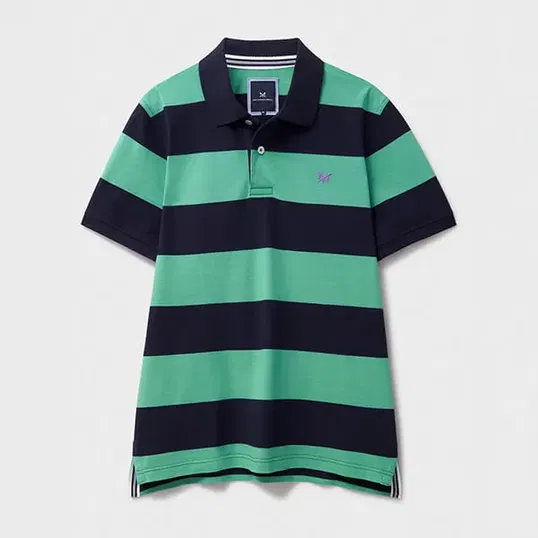 Crew Clothing Mens Cotton Pique Polo Shirt Heritage Dark Navy Waterfall Stripe