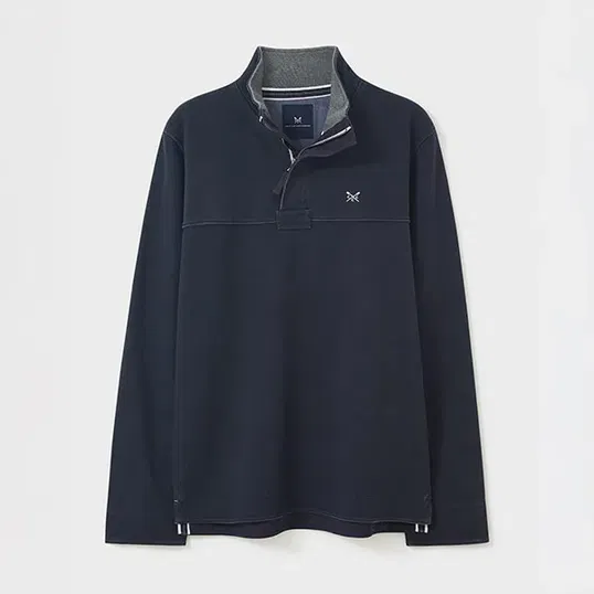 Crew Clothing Mens Padstow Cotton Pique Sweatshirt Navy