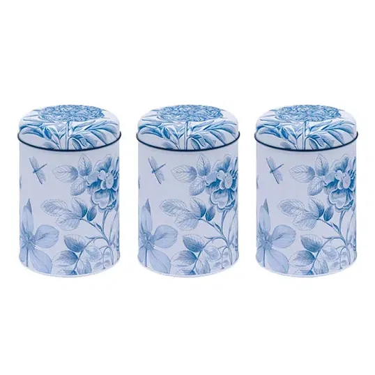 Sanderson Etchings & Roses Set of 3 Round Caddies