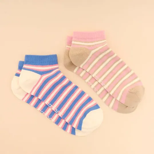 Joules Blue Pink Rilla Trainer Socks 2 Pack Size 4-8