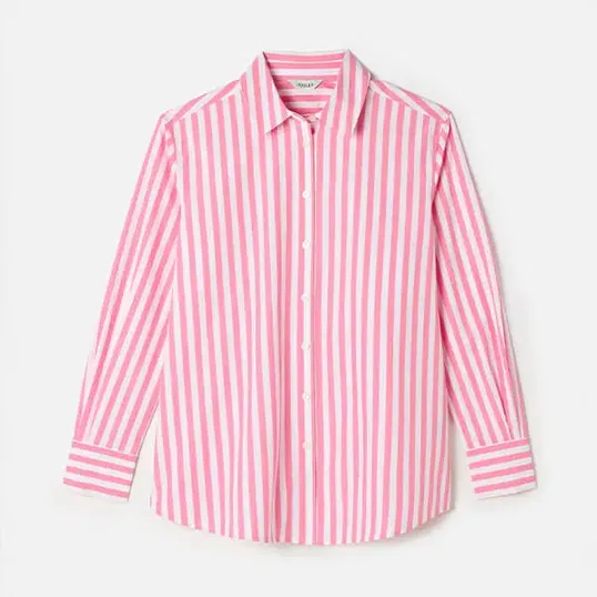 Joules Pink White Stripe Amilla Longline Shirt