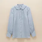 Joules Blue White Harper Tie Neck Blouse