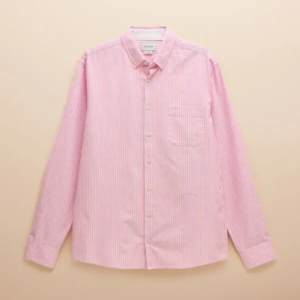 Joules Mens Pink Stripe Oxford Long Sleeve Classic Fit Shirt