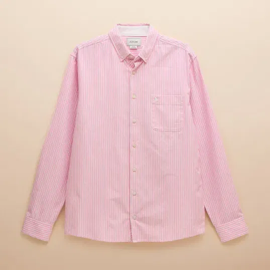 Joules Mens Pink Stripe Oxford Long Sleeve Classic Fit Shirt