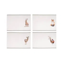 Wrendale Designs 'Woodlanders' Set of Four Woodland Animal Fabric Placemats