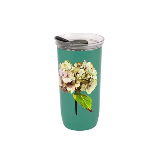 Summerhouse by Navigate Sarah Kelleher Hydrangea Plantation Teal Insulated Travel Mug