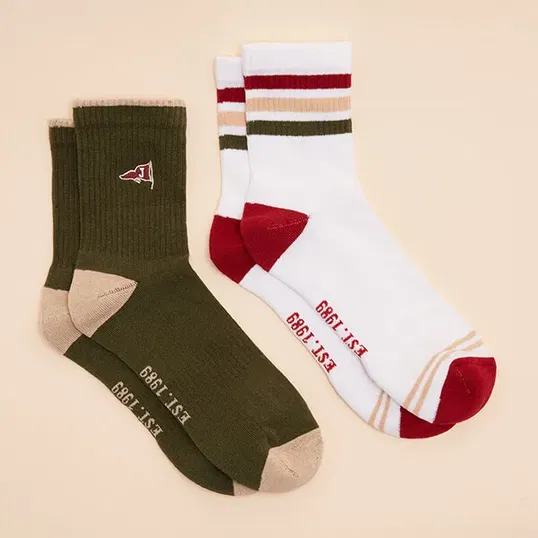 Joules Mens Khaki Green Volley Twin Pack Tennis Socks Size 7-12