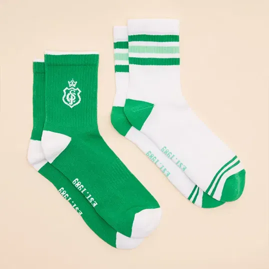 Joules Mens Green Volley Twin Pack Tennis Socks Size 7-12