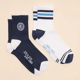 Joules Mens Navy Volley Twin Pack Tennis Socks Size 7-12