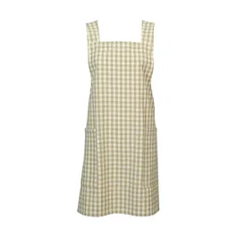 Walton & Co Gingham Pale Olive Crossback Apron