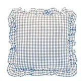Walton & Co Gingham Blue Ruffle Square Cushion