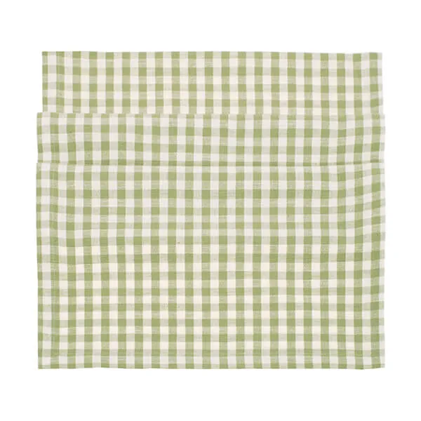Walton & Co Gingham Pale Olive 40 x 180cm Runner