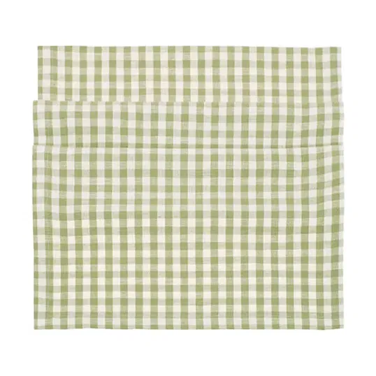 Walton & Co Gingham Pale Olive 40 x 180cm Runner