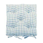 Walton & Co Gingham Blue Seat Pad With Ties