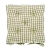 Walton & Co Gingham Pale Olive Seat Pad With Ties