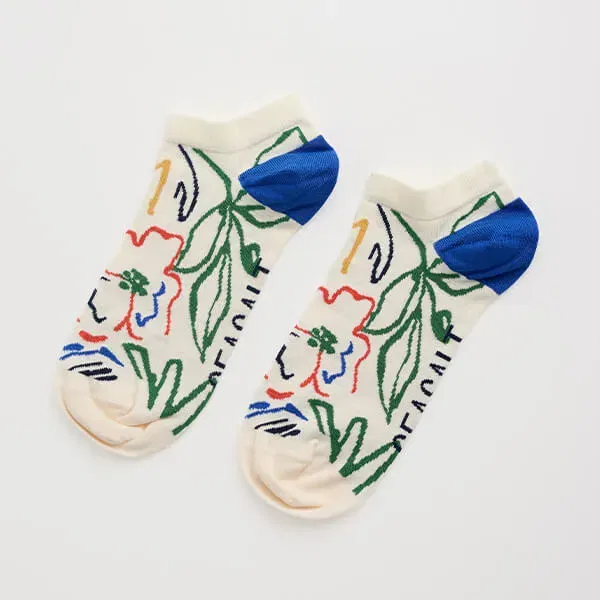Seasalt Bamboo Arty Trainer Socks Painters Garden Chalk Mix Size 4-7