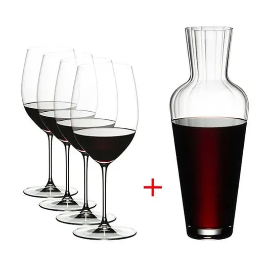 Riedel Veritas Cabernet Merlot Mosel Decanter & Set Of 4 Glasses