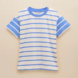 Joules Blue Stripe Ellie Short Sleeve Jersey Top