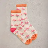 White Stuff Fluffy Flamingo Ankle Socks Natural Multi