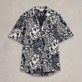White Stuff Annie Short Sleeve Jersey Shirt Navy Print