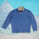 White Stuff Mens Pique Half Zip Sweatshirt Blue Print