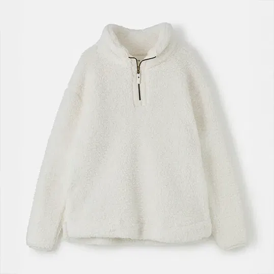 Lighthouse Bay Half Zip Sherpa Fleece Sweatshirt Coconut